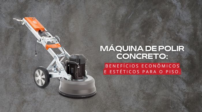 Máquina de polir concreto com estrutura robusta, equipada com rodas grandes e motor potente, sobre um fundo cinza, destacando sua funcionalidade em acabamentos de pisos.