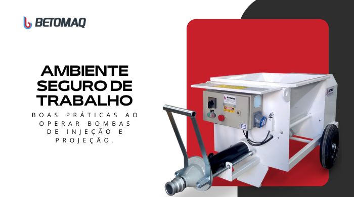 Imagem de uma bomba de injeção com estrutura metálica e painel de controle, destacada sobre fundo vermelho. A máquina possui rodas para facilitar a mobilidade no ambiente.